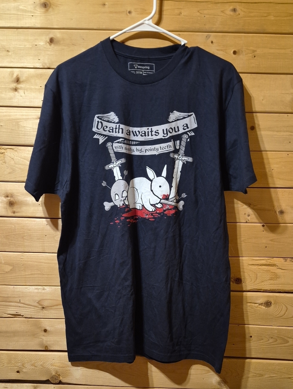 Mens T-Shirt Death Awaits You Size Large Cotton